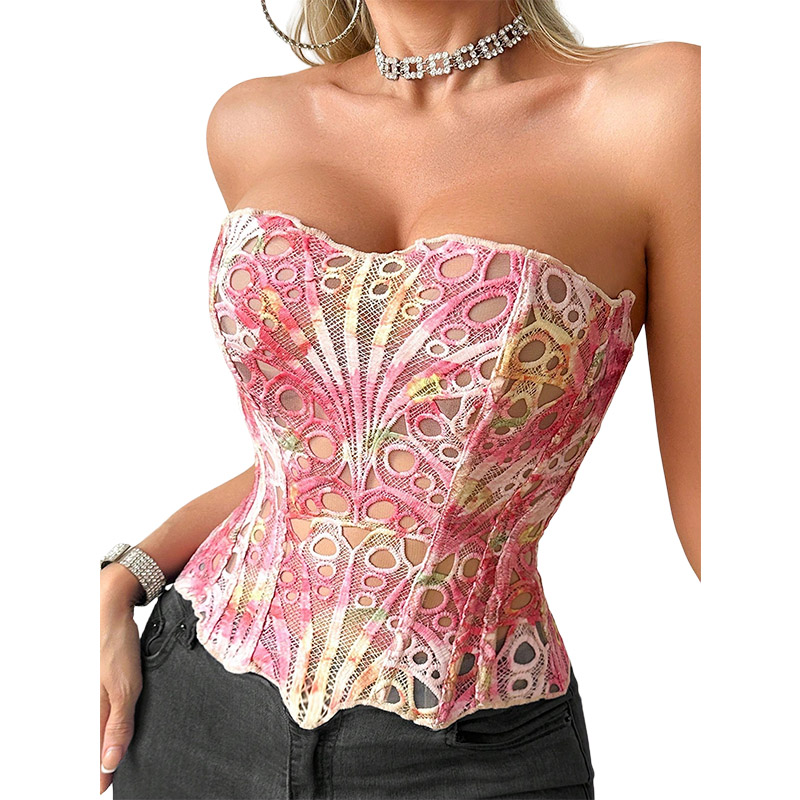 Cami Top Lace - Corset sexy en maille transparente respirante,