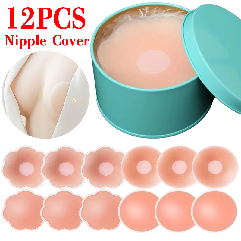 Silicone Bra Adhesive - 6/12 pièces Cache-tétons invisibles auto-adhésifs réutilisables